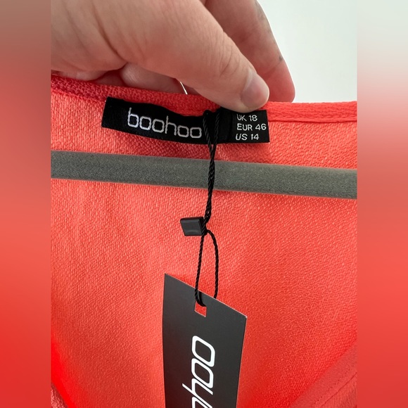 Boohoo Coral Tie Up Skater Dress - 14 - Picture 4 of 10